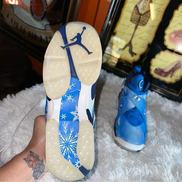 AIR JORDAN 8 Retro Snow Snowflake Blizzard size 6.5Y 8.0 Women 305368-400 - Picture 7 of 9